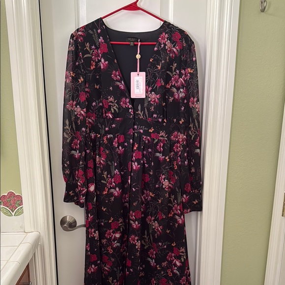 Ted Baker London Dresses Ted Baker Floral Black And Pink Dress ted-baker-london-dresses-ted-baker-floral-black-and-pink-dress